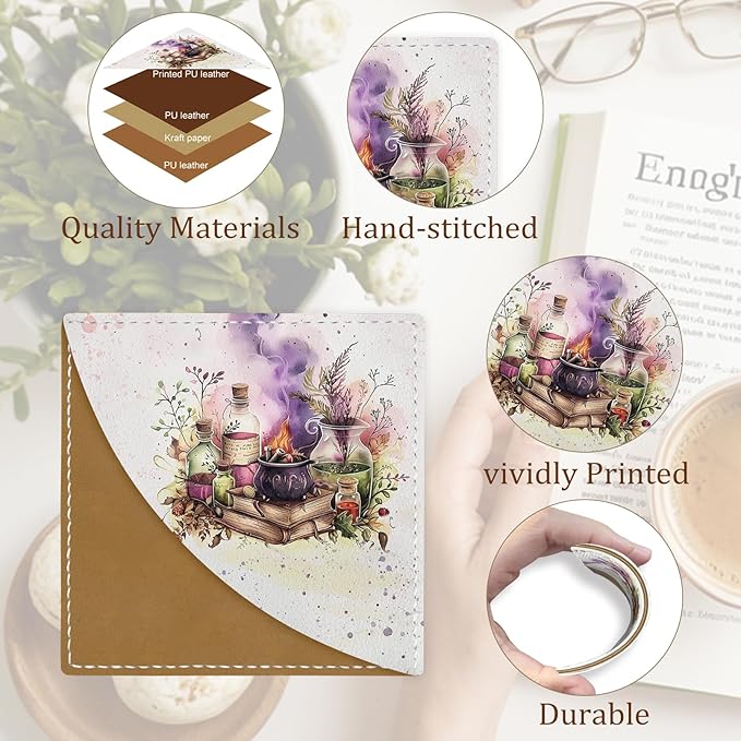 Magic Bottle Corner Bookmarks, Cute Leather Book Accessories for Book Lovers, 3 Pcs Reading Book Page Markers for Women Men Student Teacher Retirement Birthday Gifts