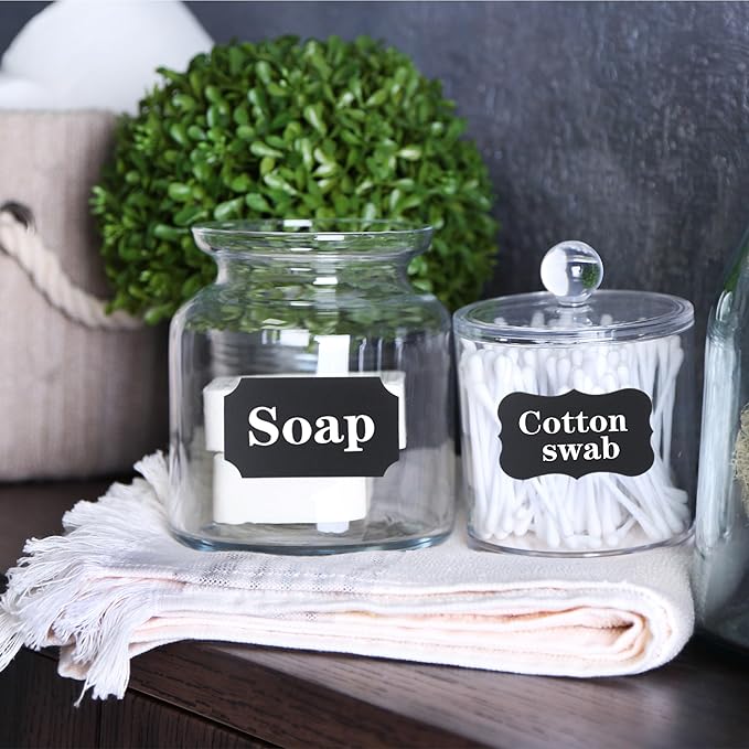 Mr. Pen- Chalkboard Labels, 500 pcs, Assorted Shapes, White Chalk Marker and Small Towel, Labels for Storage Bins and Jars