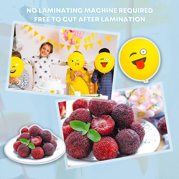 HTVRONT Self-Adhesive Laminating Sheets - 50 Sheets, 9 x 12 Inches, No Machine Needed, Clear