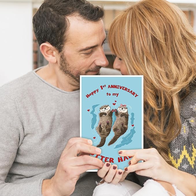 Happy 1st Anniversary Card Gift for Husband,Wife,First Anniversary Card for Boyfriend or Girlfriend,Romantic One Year Wedding Anniversary Card for Women Men Him Her