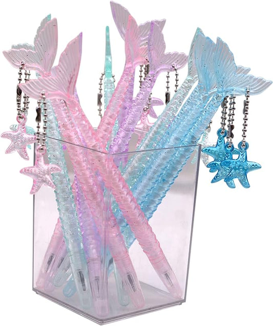 YYaaloa 12pcs Cute Mermaid Novelty Gel Ink Writing Pens 0.5 mm Black Ink Fun Kawaii Pens Bulk for Kids Office School Supplies Birthday Baby Shower Christmas Gift