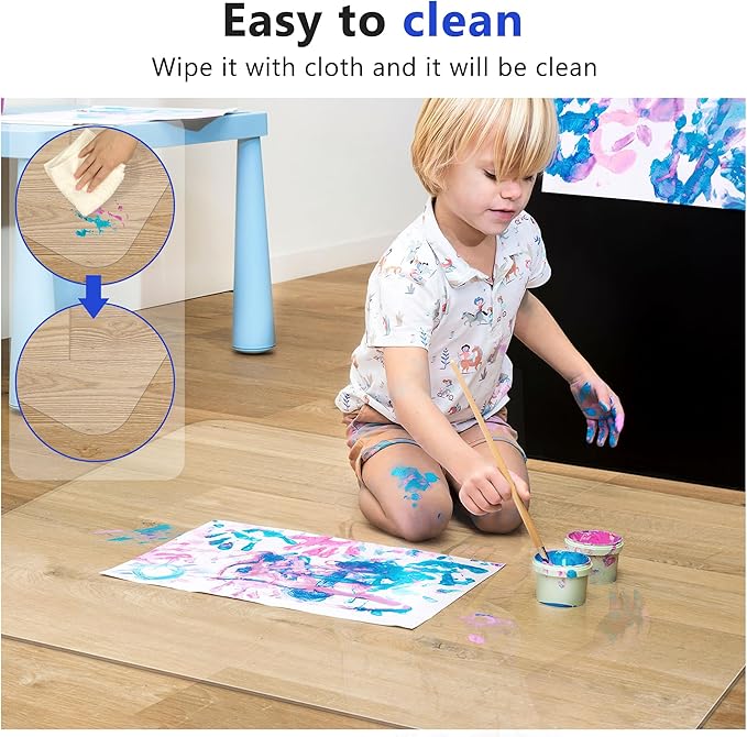 BesWin Large Office Chair Mat for Hardwood Floor, 63"×51" Fully Clear Desk Chair Mat for Rolling Chairs, Heavy Duty Floor Protector Mat for Home Office, Easy Glide, Flat Without Curling (Rectangle)