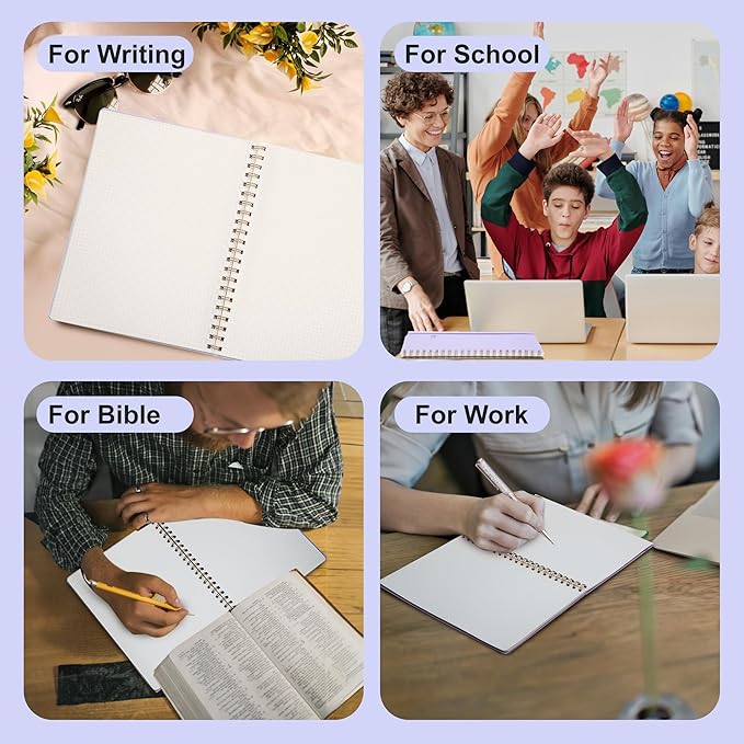 Yoment Graph Paper Notebook Spiral Notebook 8.5 x 11 A4 Large Grid Paper Notebooks, 100 GSM Thick Graph Paper, Plastic Cover Graphing Notebook for Work School Engineering, A4 Purple