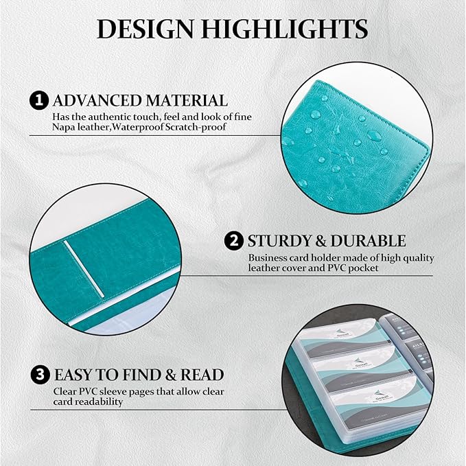 300 Card Capacity Leather Business Card Book Holder Organizer, Card Binder Professional PU Name Card Credit Cards Booklet (Multiple Colors Optional)