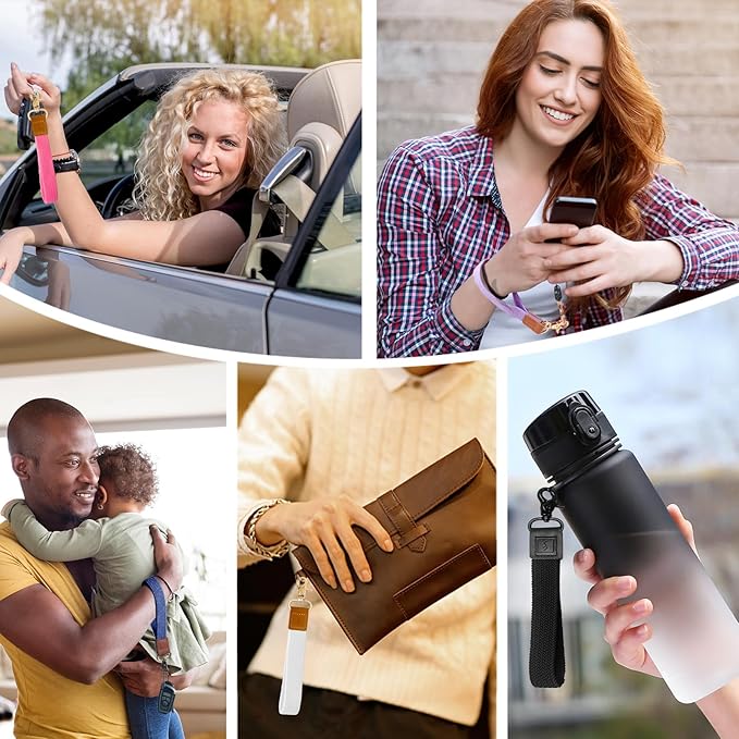 Fishent Stretchy Wristlet Keychain, Cute Wrist Lanyards for Keys, Key Chain Holder for Women Men, Wrist Strap Keychain for Car Keys Phone Camera Wallet ID Badges Card (Sakura Blossoms)