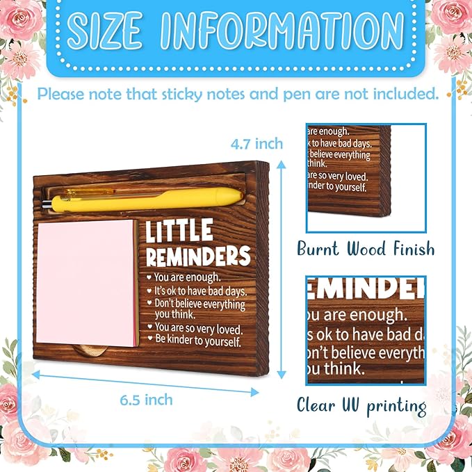 Inspirational Motivational Little Reminders Gifts for Women Men, Positivity Recovery Self Care Encourage Gifts, School Counselor Gifts, Mental Health Gifts, Desk Retro Note Pad Holder VN340