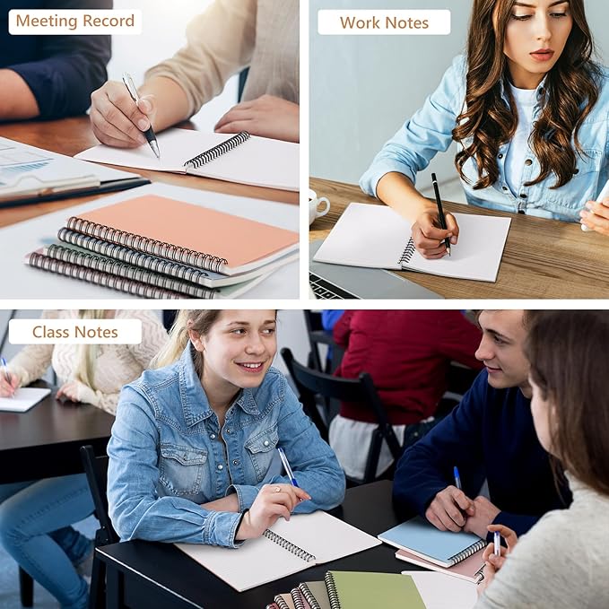 Fuutreo 24 Pcs Spiral Notebook for Work A5 8.3 x 5.7 Inch College Ruled Spiral Journal Notebook Kraft Cover, 12 Color, 60 Sheets, 120 Pages for Office School Supplies(Earthy Color)