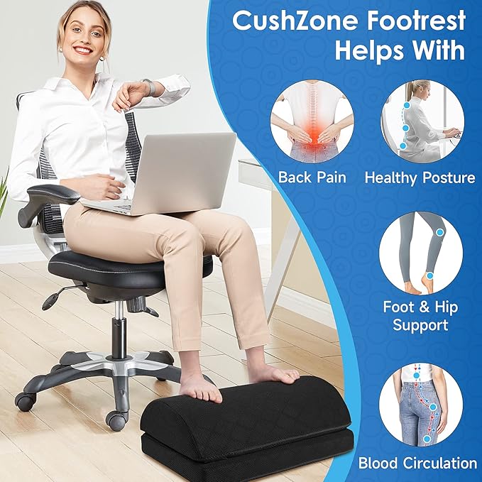 Foot Rest,Desk & Gaming Accessories,Foot Rest for Under Desk at Work,Comfortable Footrest with 2 Adjustable Heights & Removable Cover, Office Desk Accessories（Black-19.7 in）