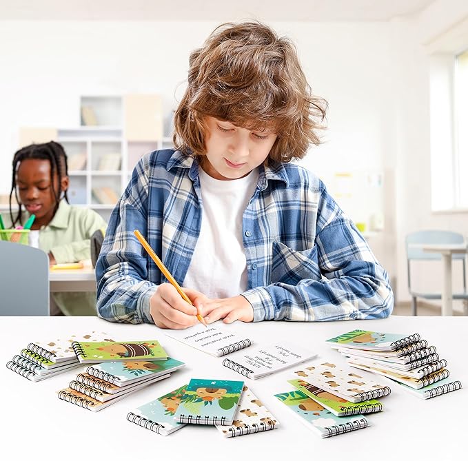 24 Packs Capybara Mini Spiral Notebooks Cute Animal Pocket Notepads Journal Memo Pads for Birthday Party Favors Gifts Goodie Bag Stocking Stuffers Office School Classroom Rewards, 8 Designs