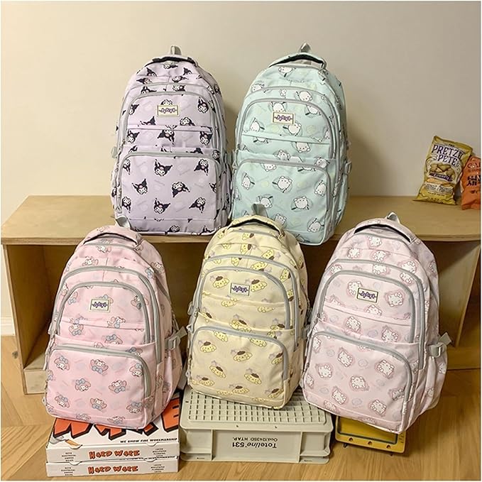 Roffatide Anime Pochacco All Over Print Large Capacity Casual Backpack Laptop Backpack Travel Hiking Rucksack Bike Backpack Blue