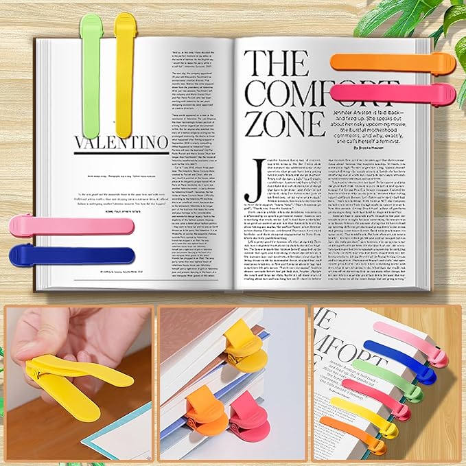6pcs Page Bookmarks for Reading, Automatic Book Marks Tailored for Book Enthusiasts, Unique and Cute Book Page Holder Markers Clip Reading Accessories Gifts