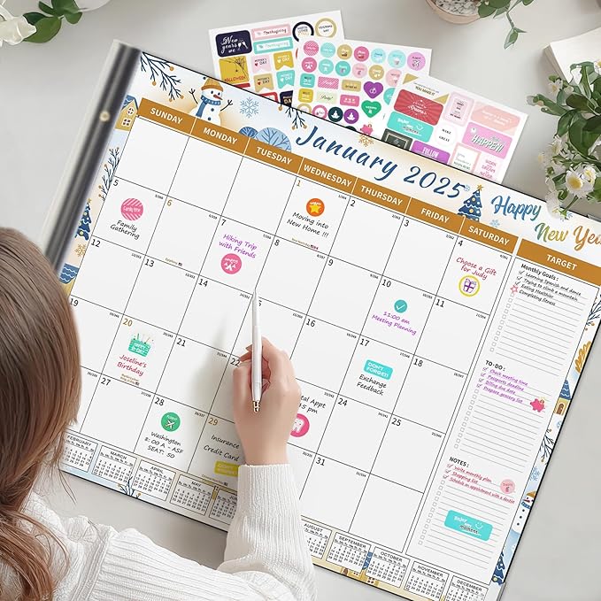 Ospelelf Desk Calendar 2025-2026 Large 22'' x 17'' Calendar 2025 Monthly Desktop Calendar, 18 Month Calendar, Use Jan 2025 - June 2026