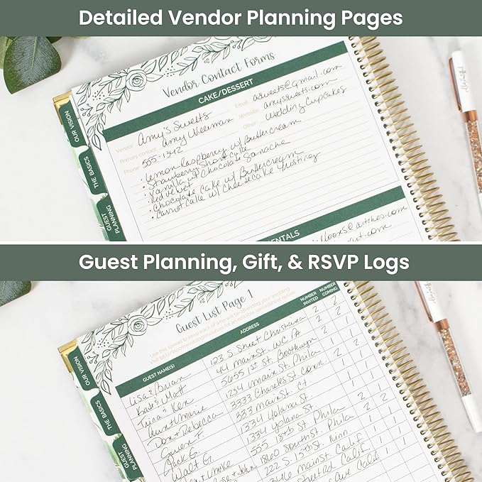 bloom daily planners Hard Cover Complete Wedding Day Planner Bridal Journal & Organizer (Undated) - 9" x 11" - Planning Our Forever