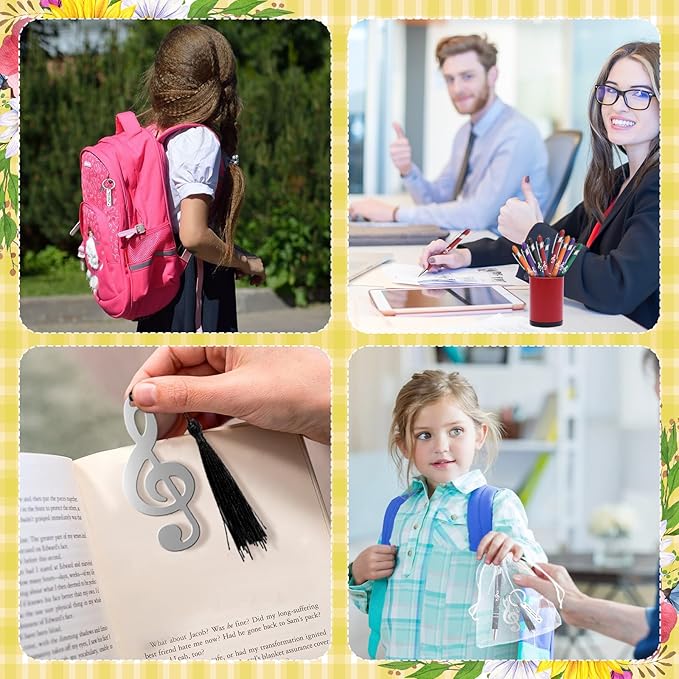 120 Pcs Music Gifts Bulk for Students Include 30 Music Note Ballpoint Pen 30 Music Keychain 30 Metal Music Bookmark 30 Organza Bag Choir Gifts for Student Teacher Music Lover