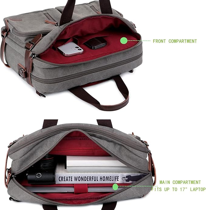 BAOSHA Convertible Briefcase Backpack 17 Inch Laptop Bag Case Business Briefcase HB-22