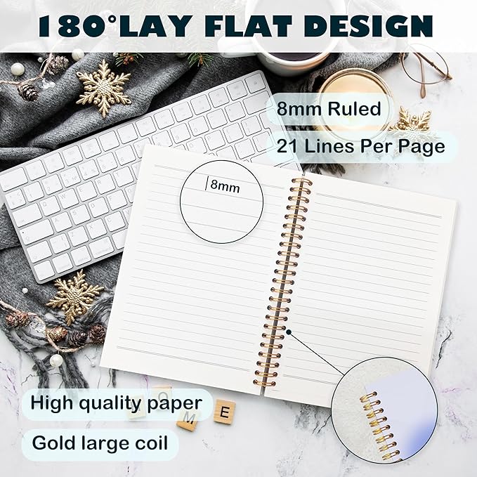 BearCake Trendy Y2K Blue Aura Preppy Notebook Journal, Trust the Process Inspirational Notebooks, Aesthetic Notebooks, Blue Aesthetic Office Supplies, Hardcover Spiral Notebook 5.5x8.3