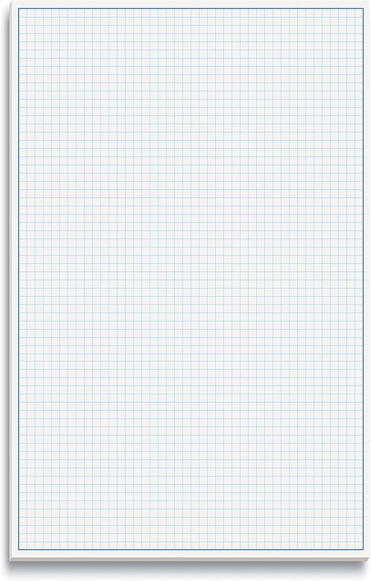 Graph Paper Pad, 17" x 11", 50 Sheets, Blue Line Border, Blueprint Paper, Double Sided, White, 4x4 Blue Quad Rule, Easy Tear Sheets, Grid Paper, Graph Paper by Better Office Products