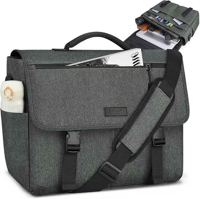 NEWHEY Messenger Bag Laptop Briefcases for Men 15.6 Inch Laptop Bag Water-resistant Computer Bag Lightweight Shoulder Handbag Satchel Bags for Work Business Travel College,Grey