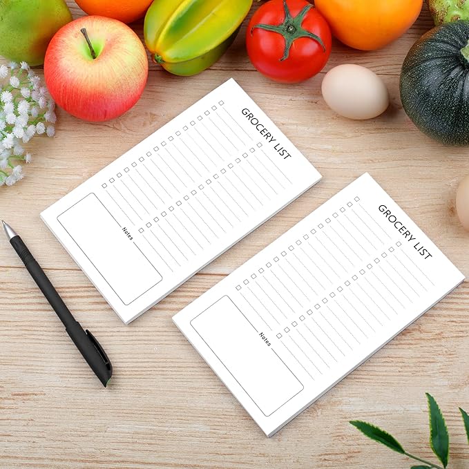 Joyberg Grocery List Magnet Pad for Fridge, 2 Pack Magnetic Notepads for Refrigerator, Magnetic Grocery List Pad for Fridge, Full Magnet Back Shopping Lists, 60 Sheets Per Note Pads
