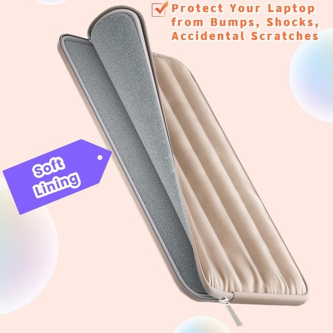 LS-M Puffy 15-16 Inch Laptop Sleeve Case for Women Men Cute Carrying Cover Compatible with MacBook Pro 15" 16", Latitude 7640, 15.6" 15b Protective Portable Case (Mint Green, 15-16inch)