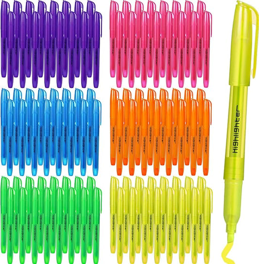 Thenshop 96 Pcs Highlighter Bulk Pack Assorted Colors Highlighter Markers Chisel Tip Fluorescent Pens for Office Classroom Back to School Supplies