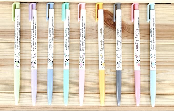 ZEESOON Xeno Lunatic Lunny 0.38mm Slim Ball Point Pen 12 Pens, Extra Fine Point Colored Ballpoint Pen, Made in Korea (Assorted 12pcs with Pencil Case)