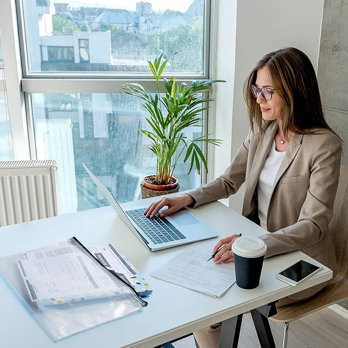 Mesh Zipper Pouch, 6PCS Waterproof Plastic Mesh ZipperBag, B5 Size Tear-Resistant Document Pouch, Extra Large Zip File Bags, for School Office Supplies Home Travel Storage(11.26×7.9 Inch)