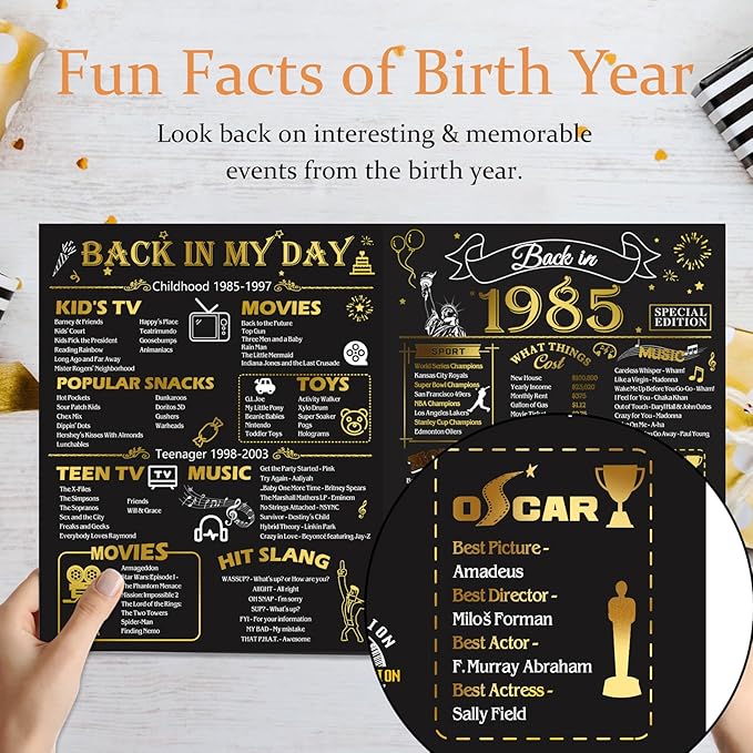 40th Birthday Card for Men Women, 3D Pop Up 40th Birthday Gifts Cards for Him Her, Back In 1985 Funny 40 Year Old Birthday Decorations