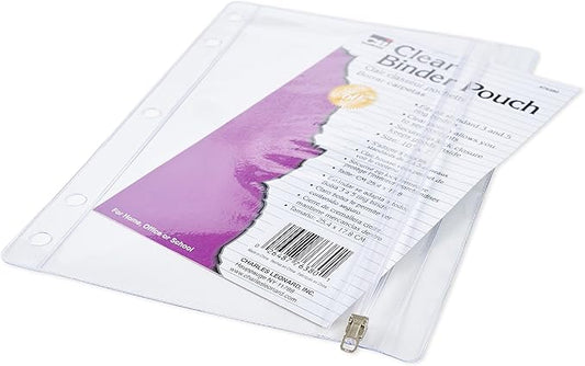 Charles Leonard Pencil Pouch for Binder, 1 Pocket with Zipper Closure, Clear Vinyl, 24-Pack (76380-ST)