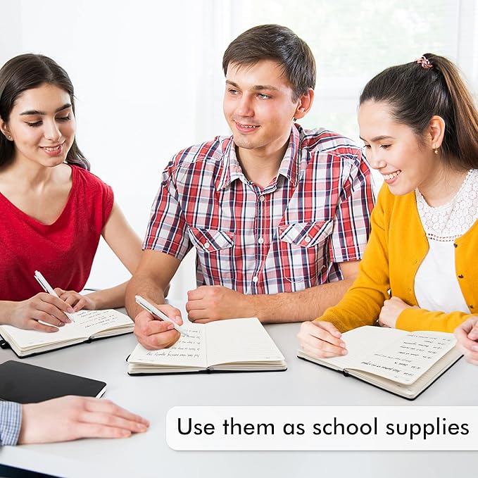 feela 3 Pack Notebooks Journals Bulk with 3 Black Pens, A5 Hardcover Notebook Classic Ruled Lined Journal Set with Pen Holder for Work Business Journaling Note Taking, 120 GSM, 5.1”x8.3”, Black