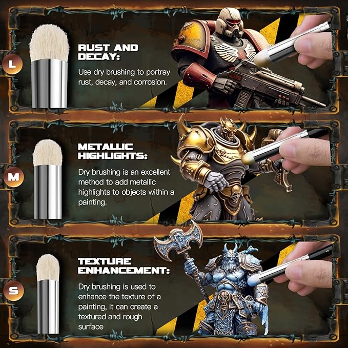 Golden Maple Miniature Paint Brushes Drybrush-10pcs Micro Detail Paint Brush Set, Small Fine Detail Brushes for Acrylic, Watercolors & Paint by Number, Citadel, Figurine, 40k