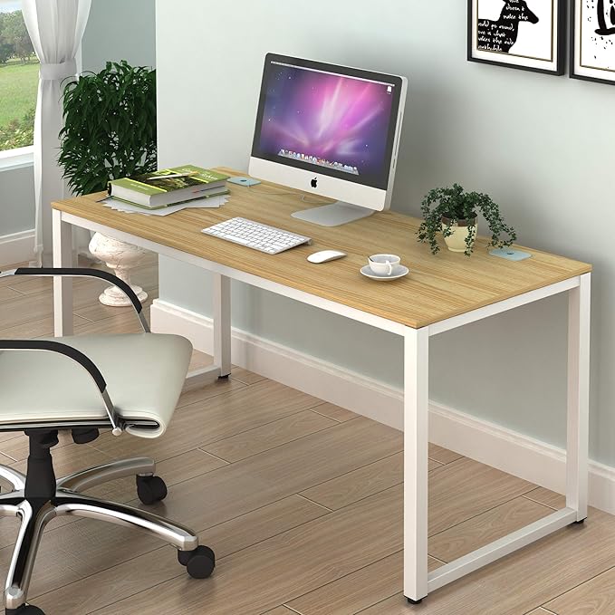 SHW 55-Inch Commercial-Grade Office Computer Desk, Oak
