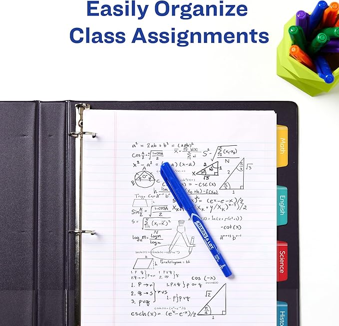 Avery Ultra Tabs Bundle, Student and School Subject Tabs, 2.5" x 1" Margin Tabs, 2-Side Printed, 48 Sticky Tabs (74903)