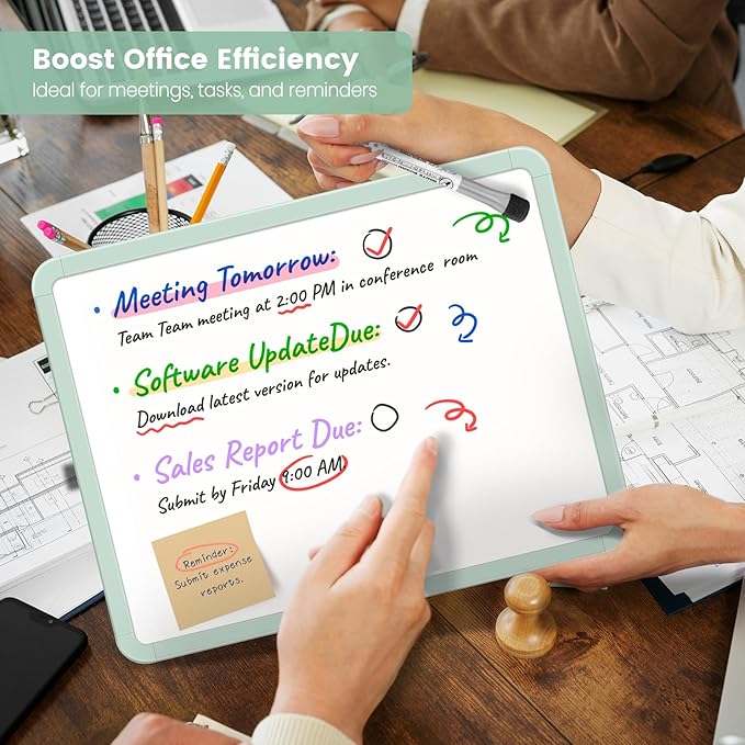 Small Double-Sided White Board Dry Erase Board for Wall, 14"x11" Hanging Whiteboard for Door, Mini Dry Erase Board with a Black Dry Erase Marker, Small Whiteboard for Kids Students, Back to School-G