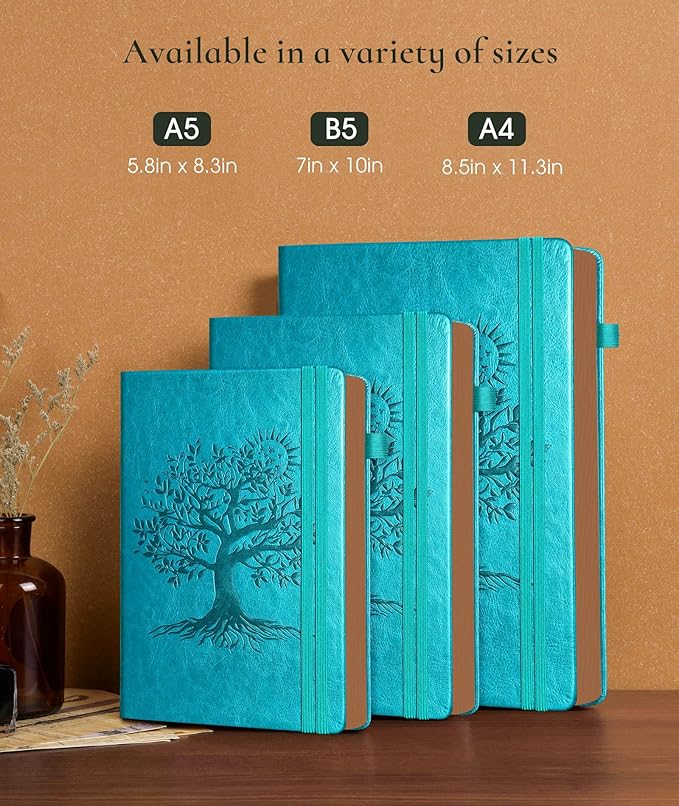 Vintage Leather Journal with 300 Numbered Pages,B5 Lined Journal for Men Women,Daily Journals for Writing,College Ruled Notebook for Work,School,Note taking,Travel Diary,Large (7" x 10")