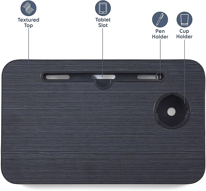 Nestl Lap Desk for laptop - Foldable Laptop Desk for Bed and Couch, Portable and Lightweight Laptop Stand for Bed Breakfast, Working, Reading, and Writing, Black, Small Laptop Tray