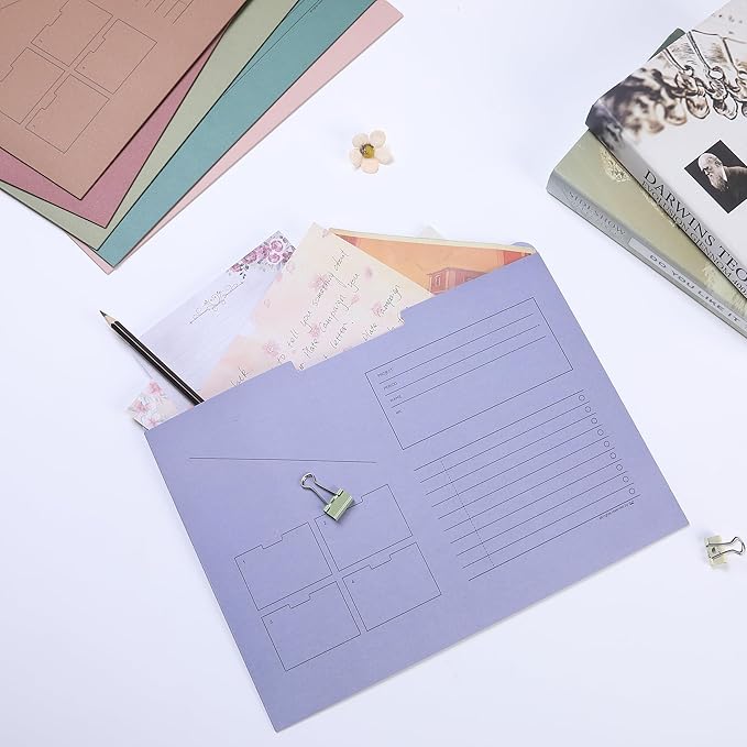 Mr. Pen- Paper Pocket File Folder, 6 Pack, Assorted Colors, Lined Horizontal File Folders Letter Size, File Jacket Flat, File Jacket Folders, File Folder Jackets Letter Size, File Folders Closed Sides