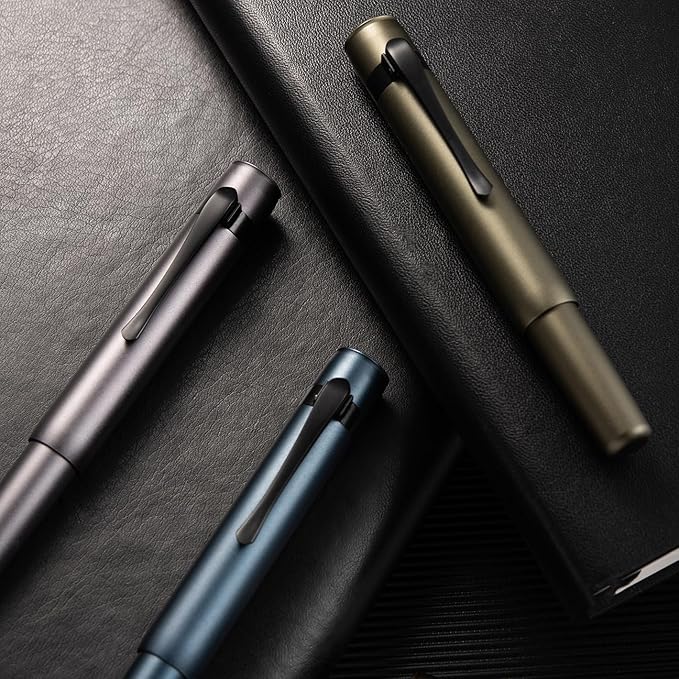 Hongdian M2 Black Forest Mini Fountain Pen, Fine Soft Nib & Sleek Shape Aluminium Short Pocket Travel Pen (Space Gray)