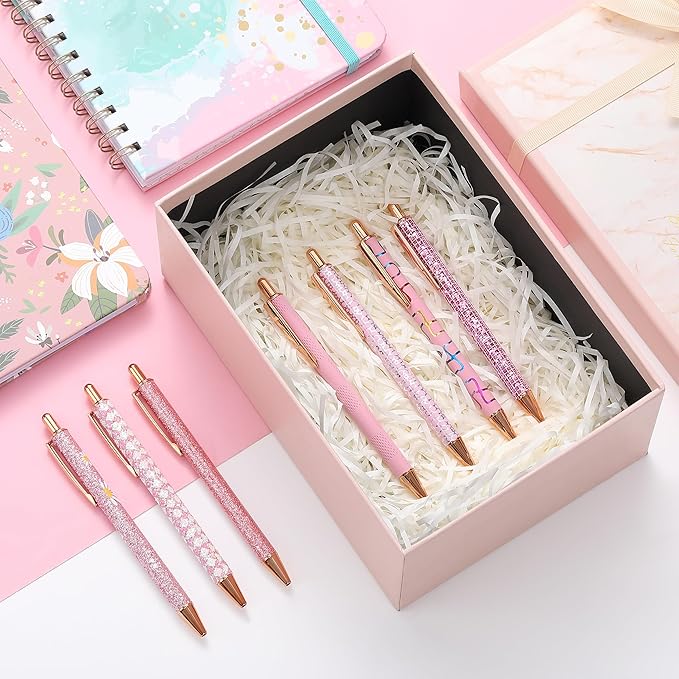Mr. Pen- Fancy Pens for Women, Pink Paradise, 7 Black Ink Ballpoint Pens with 10 Refills, 1.0mm, Cute Pens for Journaling, Easter Gift