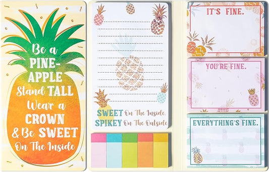 B1ykin Sticky Notes Set - Cartoon Theme Cute Self-Stick Notes Pad Teacher Appreciation Gifts， Self-Adhesive Writing Memo Pages Sticky to Do Notepad for Kids Employee School Office (Pineapple)