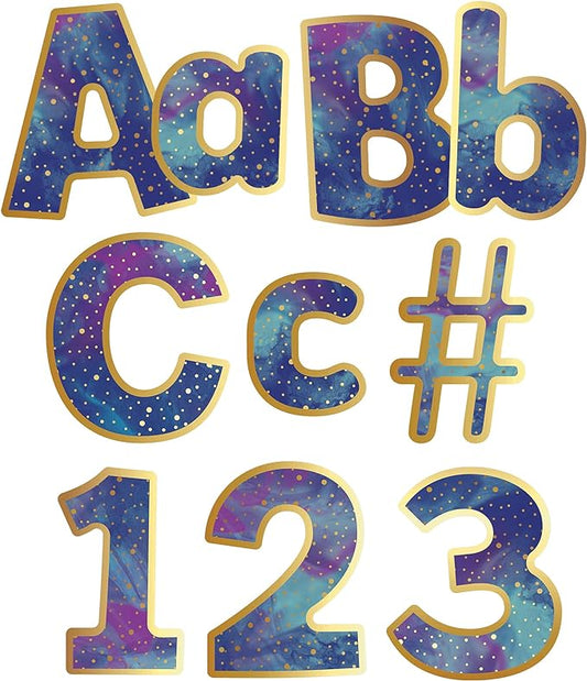 Carson Dellosa 219-Piece 4 Inch Galaxy Marble Cutout Letters for Bulletin Boards, Numbers, Punctuation & Symbols, Space Themed Bulletin Board Letters, Galaxy Classroom Letters for Bulletin Board