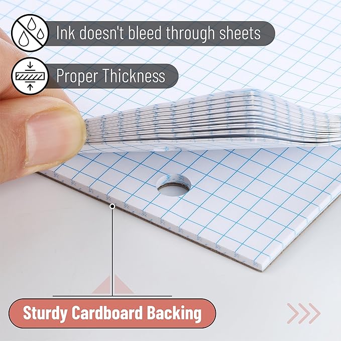 Mr. Pen- Graph Paper, 2 Pack of 55 Sheets, 8.5"x11", 5x5 (5 Squares Per Inch), 3-Hole Punched, Graphing Paper, Grid Paper Pad, Math Graph Paper Pad, Drafting Paper, Computation Pads, Math Paper