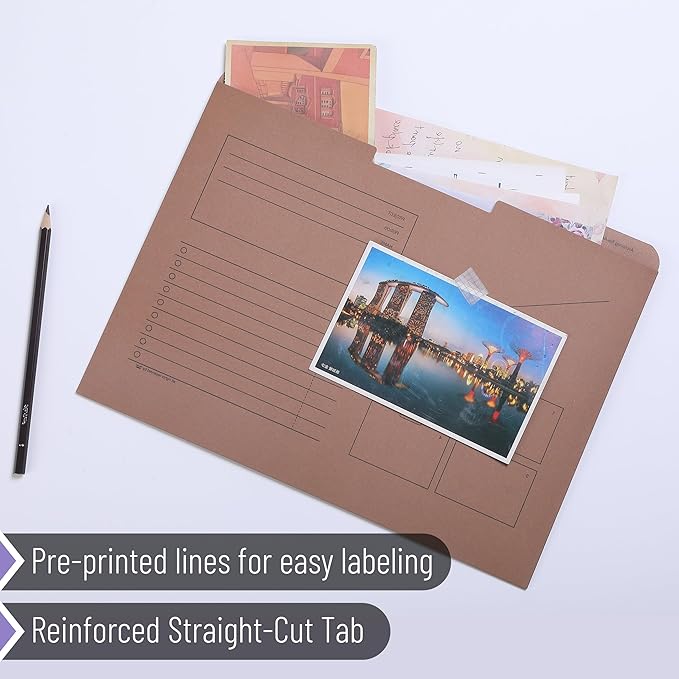 Mr. Pen- Paper Pocket File Folder, 6 Pack, Assorted Colors, Lined Horizontal File Folders Letter Size, File Jacket Flat, File Jacket Folders, File Folder Jackets Letter Size, File Folders Closed Sides