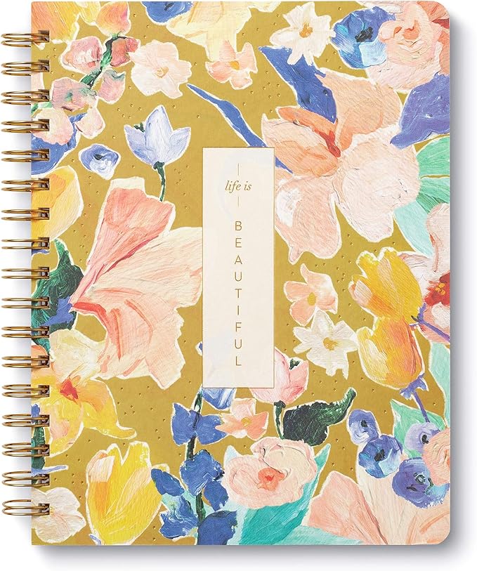 Compendium Spiral Notebook - Life Is Beautiful — A Designer Spiral Notebook with 192 Lined Pages, College Ruled, 7.5”W x 9.25”H