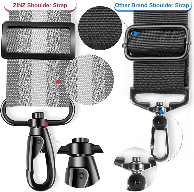 ZINZ 75" Shoulder Strap with Fixed Pad and Dual Balanced Buckles，Gray Silver Jacquard