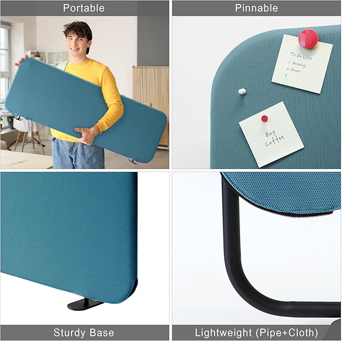 Desk Dividers, Desk Privacy Panel Shield Board for Student, Office, Classroom, Home, Free Standing Scratch Resistance, 48"x18", Sapphire