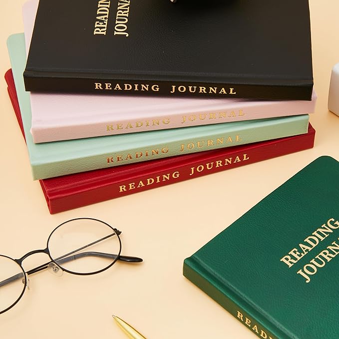 Reading Journal Book Lovers Gifts Book Journal Hardcover Leather For Readers Review and Track Your Reading with 65 Book Reviews, 5.8”x8.3”, Black