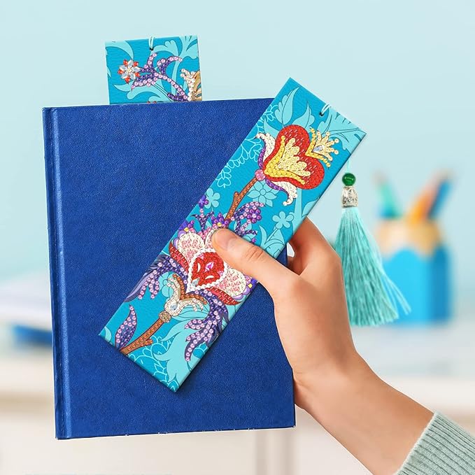 pigpigboss Lotus Flower Bookmark Diamond Painting Kit 2 Pieces Diamond Painting Arts Flower Bookmark Diamond Painting Set for Adult Book Decor Bookmark Diamond Dot (21 X 6 CM)