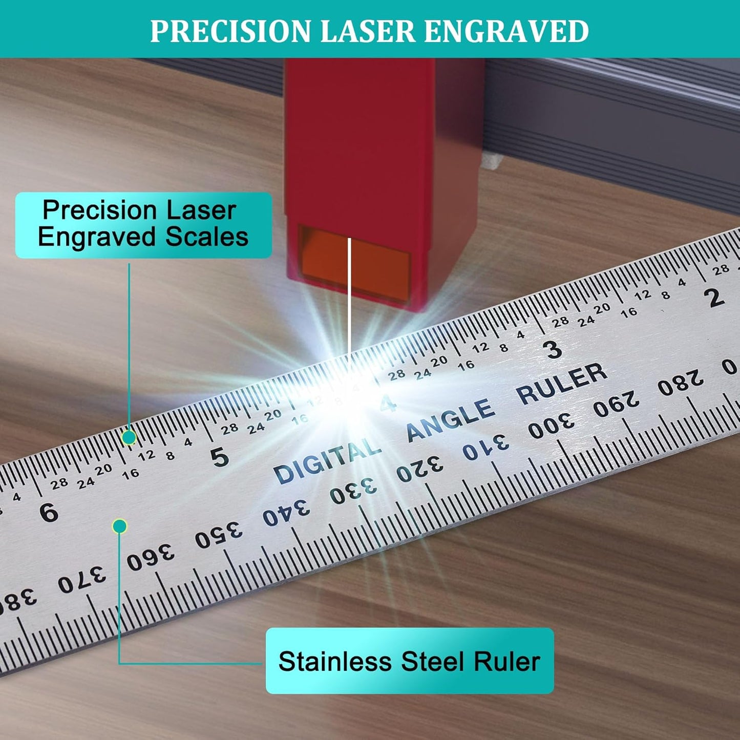 Digital Angle Finder Protractor, Angle Finder Ruler with 7inch/200mm, Angle Measuring Tool for Woodworking/Carpenter/Construction/DIY Measurement(2 Batteries Included) (Stainless Steel)