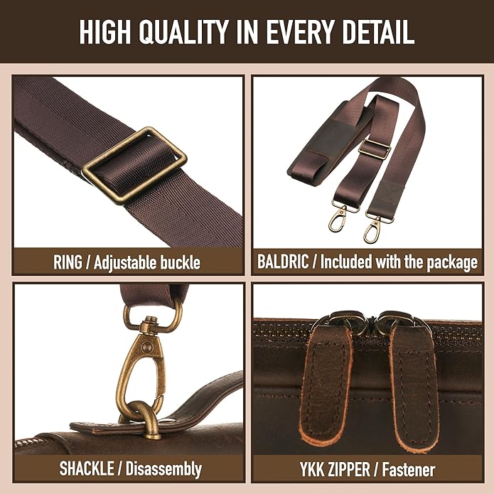 Awesometik Leather Organizer,Mac Bag Genuine Full Grain Leather,Crazy Horse Leather Portfolio Bag,Bag with Multiple Slots